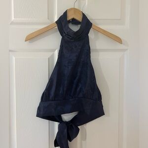 Navy tie back halter top. Size S
